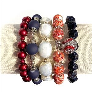For my Cleveland Indian/Guardian fans. 5 beaded multilayered stretch bracelets